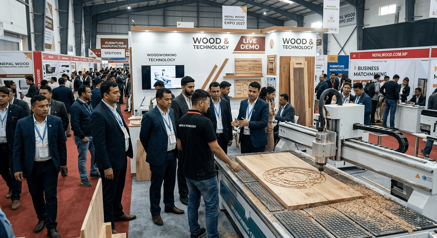 Business conversation at Nepal Wood International Expo